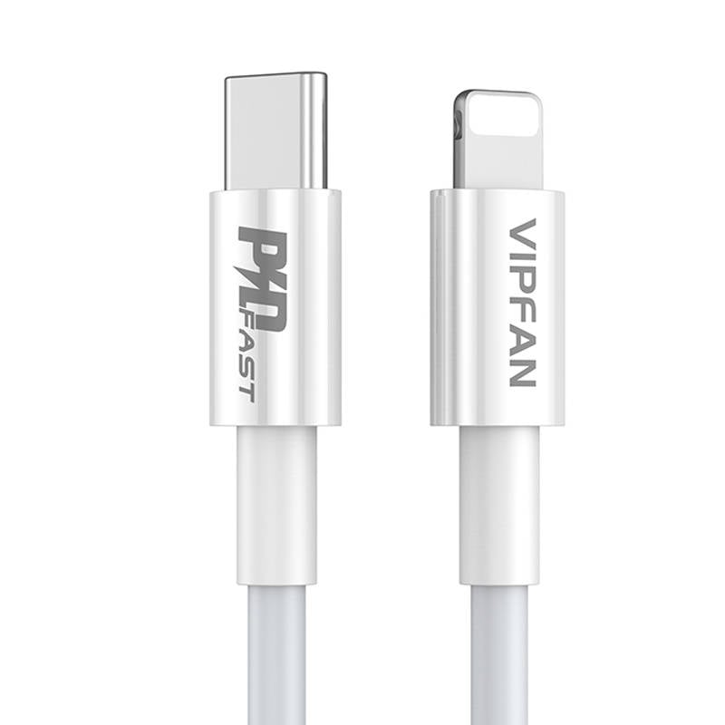 Cablu USB-C do Lightning VFAN P01, 3A, PD, 1m (alb)