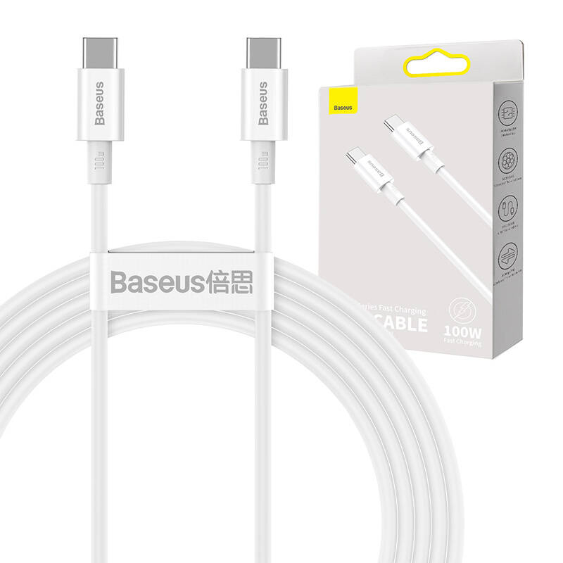 Cablu USB-C do USB-C Baseus Superior Series, 100W, 2m (bialy)