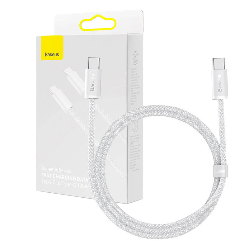 Cablu USB-C la USB-C Baseus, 100W, 1m (alb)