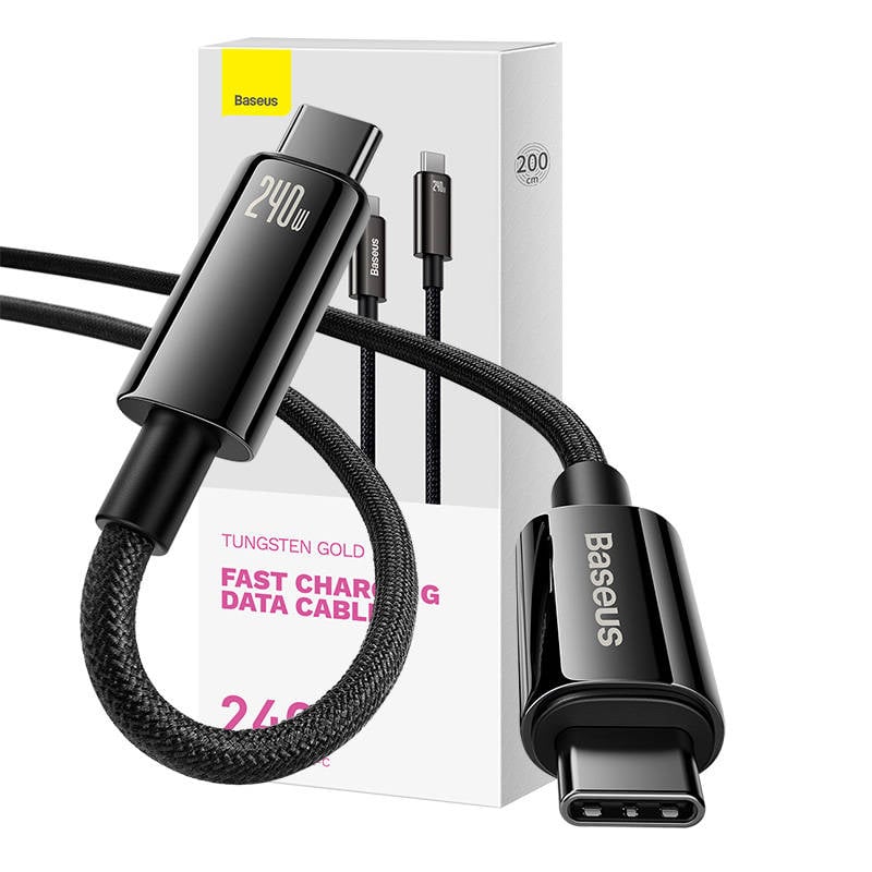 Cablu USB-C la USB-C Baseus Tungsten Gold 240W 2 m (negru)