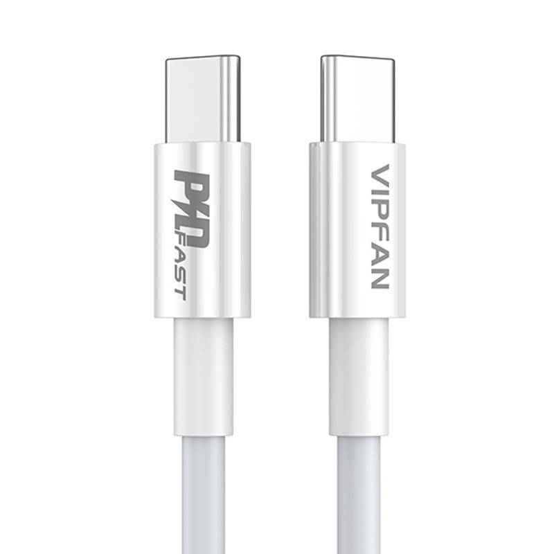 Cablu USB-C la USB-C VFAN P02, 1m (alb)