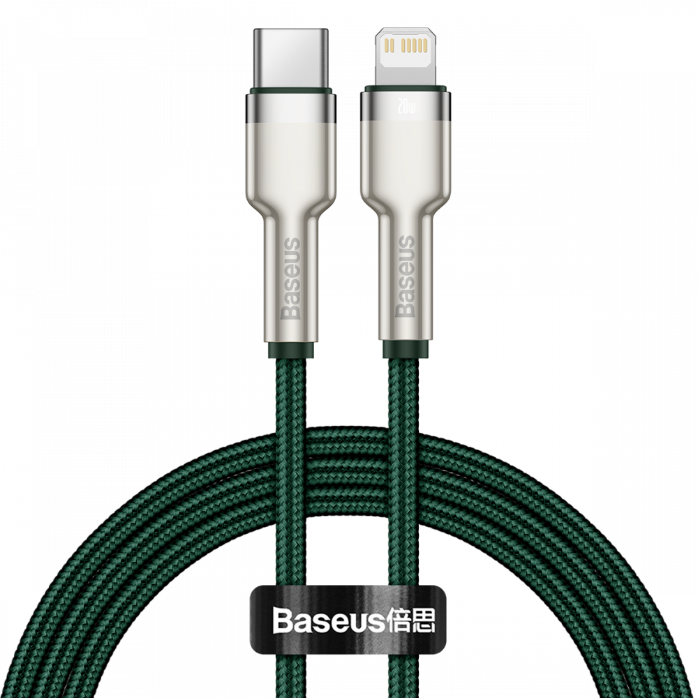 Cablu USB-C pentru Lightning Baseus Cafule - Incarcare Rapida de 20W, 1m, Verde - Solutia Perfecta pentru Dispozitivele Tale!