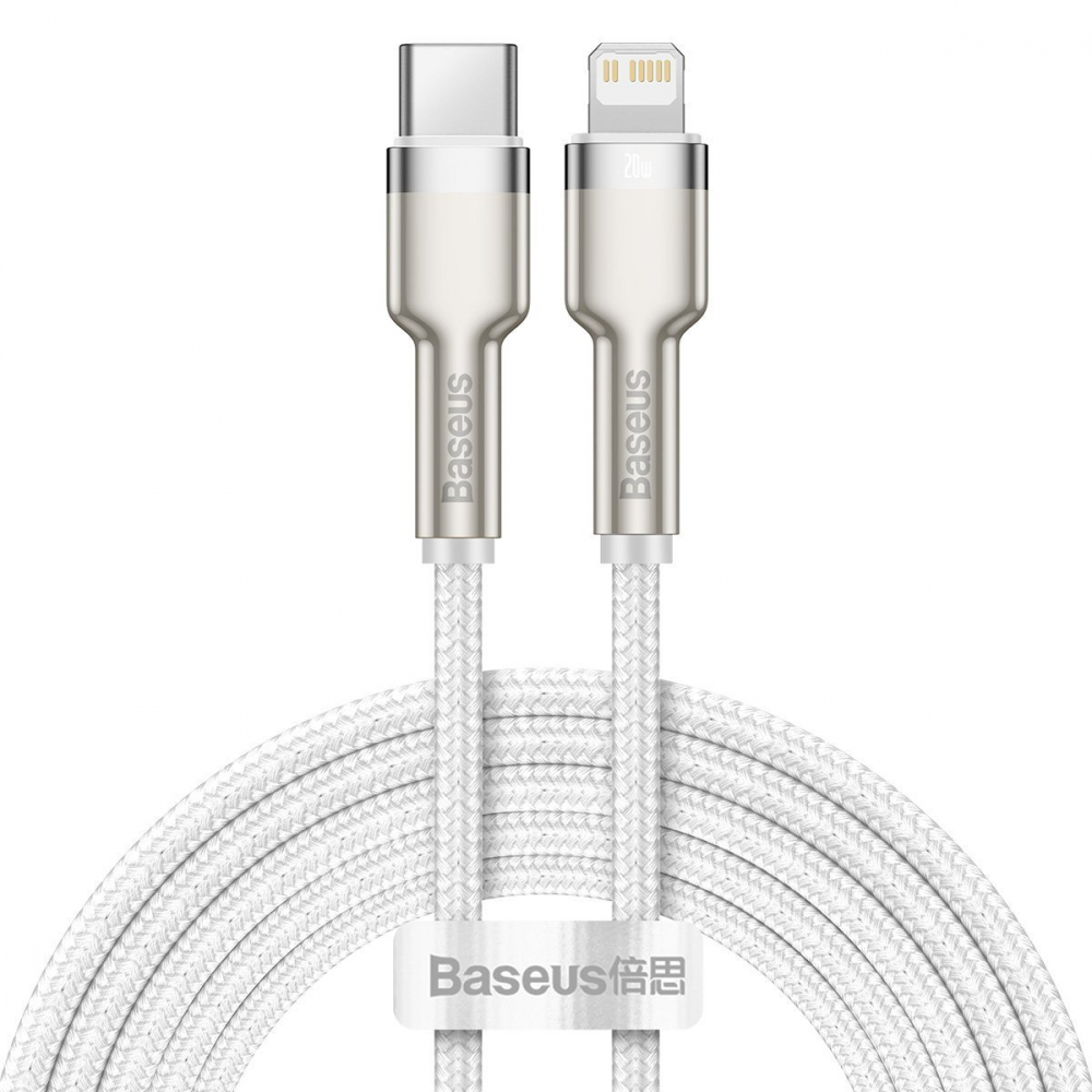 Cablu USB-C pentru Lightning Baseus Cafule, PD, 20W, 2m (alb)