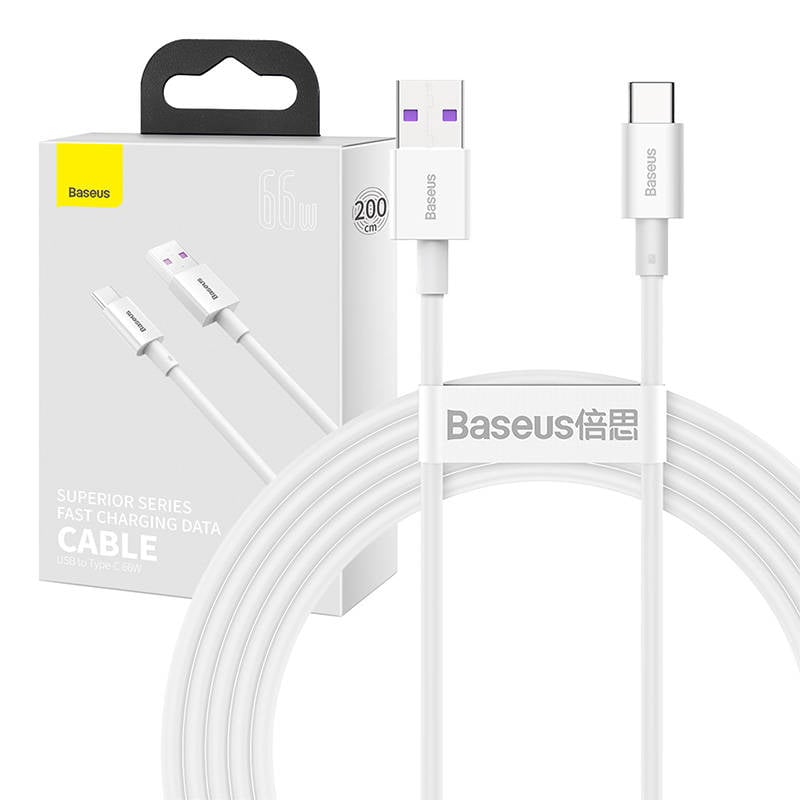 Cablu USB do USB-C Baseus Superior Series, 66W, 2m (bialy)