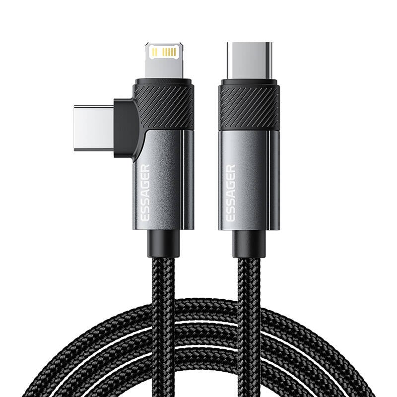 Cablu USB Essager EXCTTL-WL0G-P USB-C catre fulger+USB-C 65W 1m (gri)