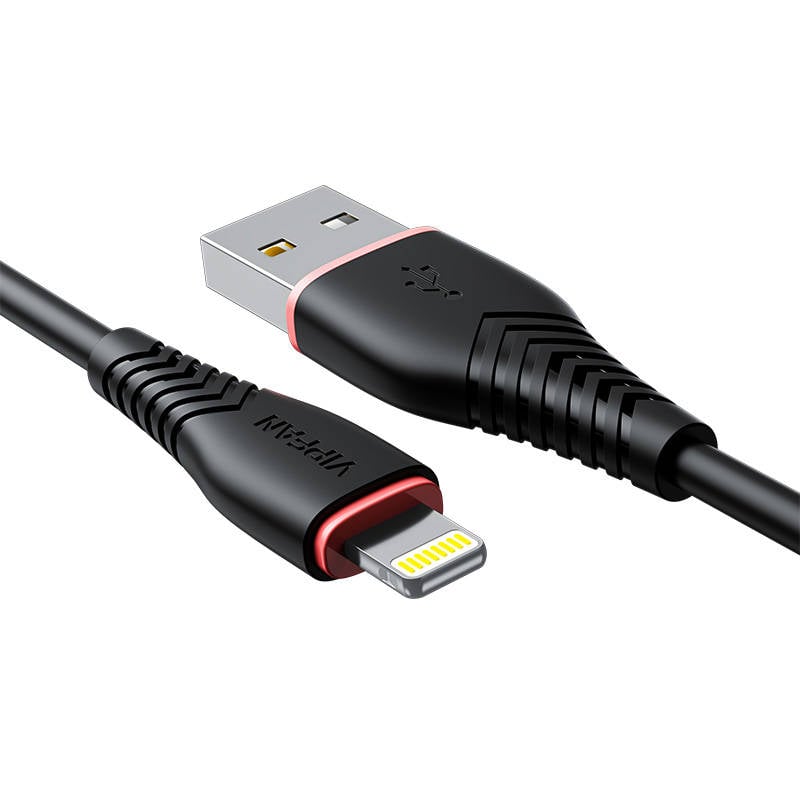 Cablu USB la Lightning VFAN Anti-Break X01, 3A, 1m (negru)