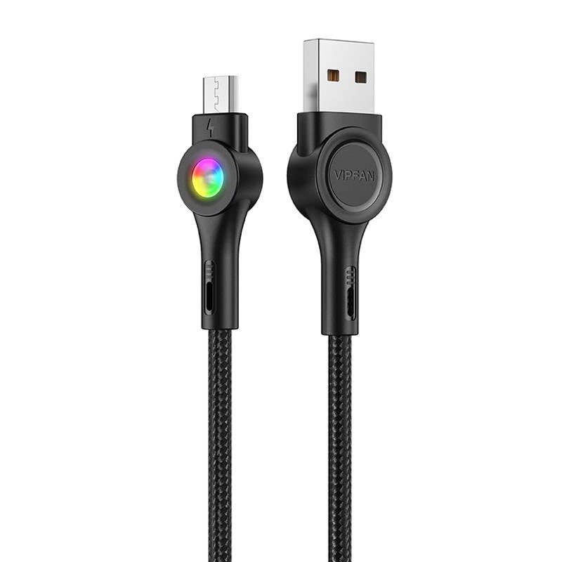 Cablu USB la Micro USB VFAN Colorful X08, 3A, 1.2m (negru)