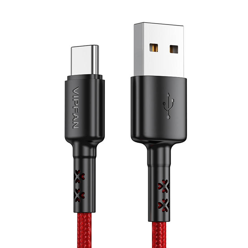 Cablu USB la USB-C VFAN X02, 3A, 1,8 m (rosu)