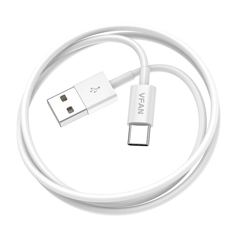 Cablu USB la USB-C VFAN X03, 3A, 1m (alb)