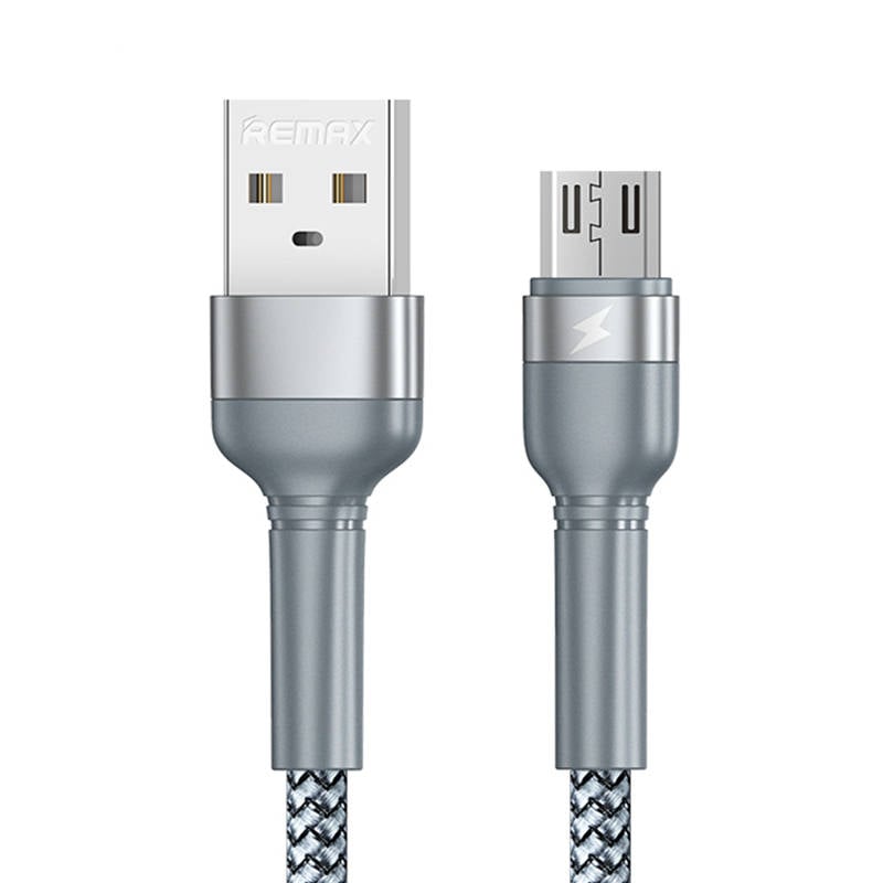 Cablu USB Micro Remax Jany Alloy, 1m, 2.4A (argintiu)