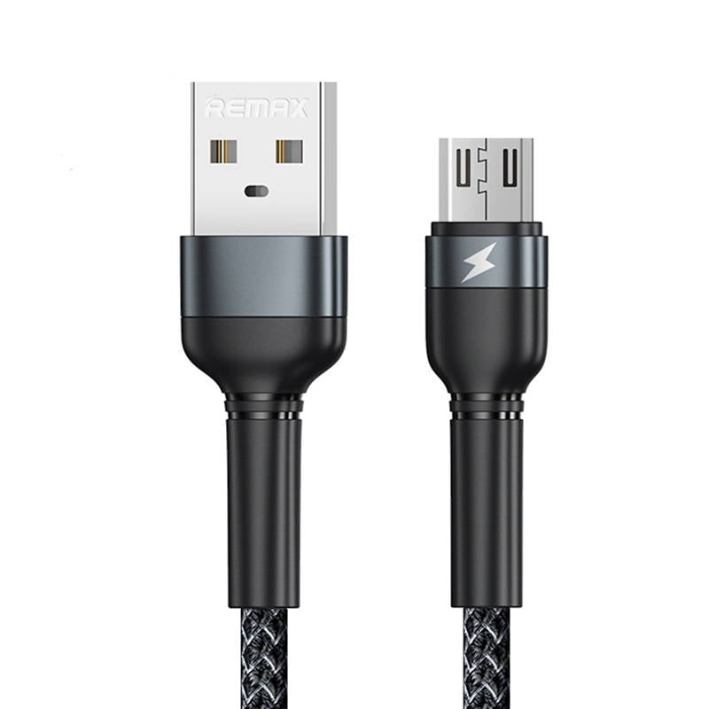 Cablu USB Micro Remax Jany Alloy, 1m, 2.4A (negru)