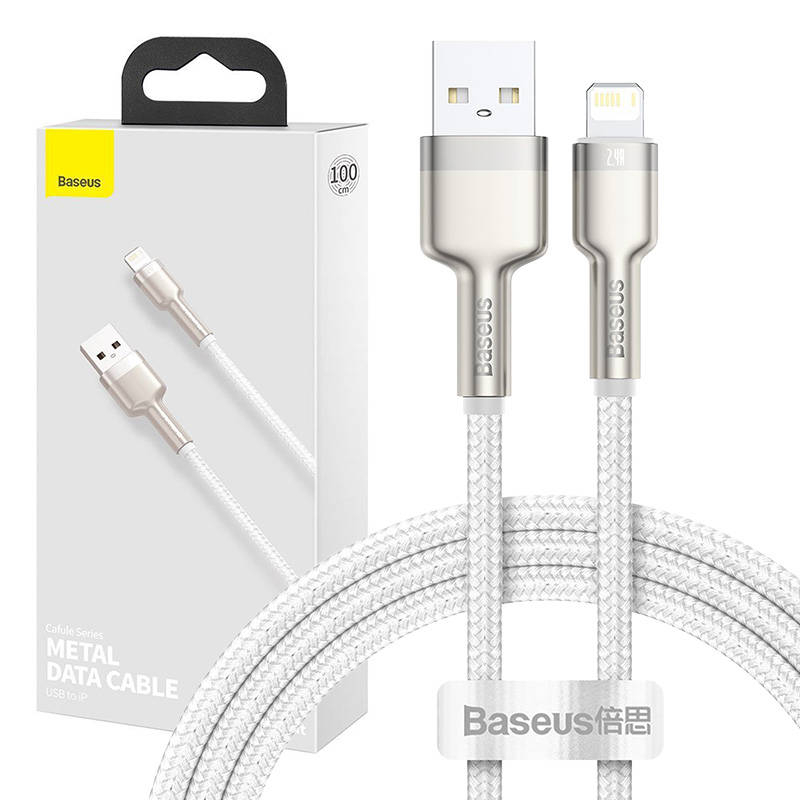 Cablu USB pentru Lightning Baseus Cafule, 2.4A, 1m (alb)