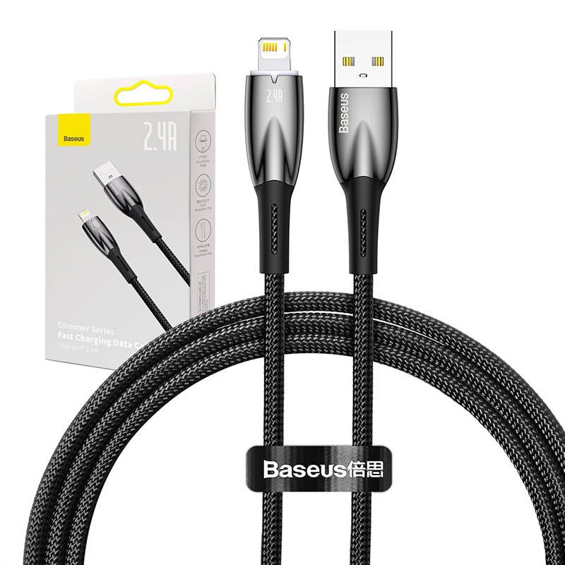 Cablu USB pentru Lightning Baseus Glimmer Series, 2,4A, 1m (negru)