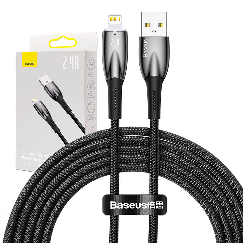 Cablu USB pentru Lightning Baseus Glimmer Series, 2,4A, 2 m (negru)