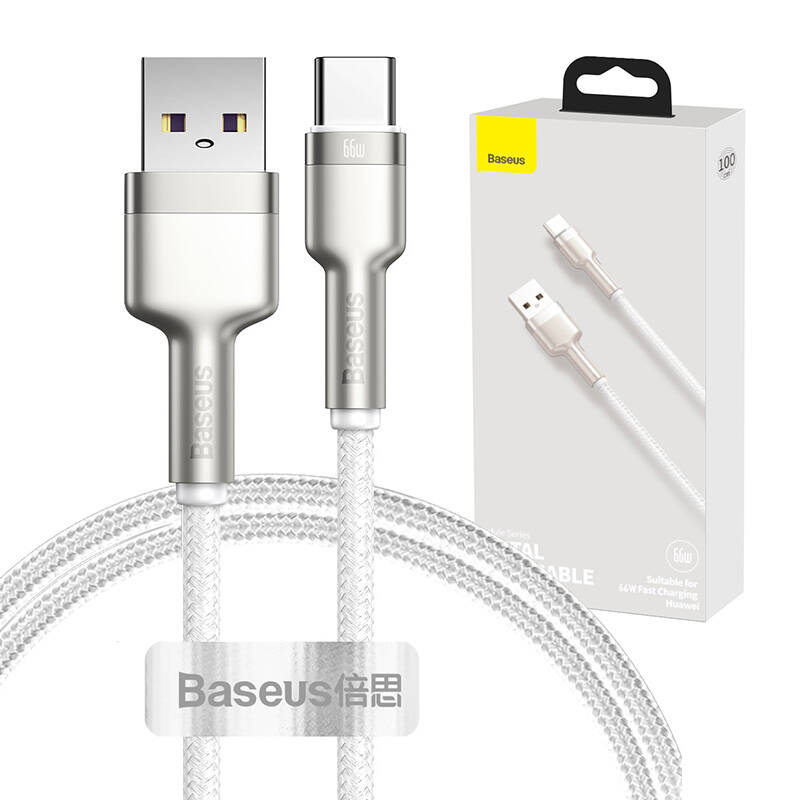 Cablu USB pentru USB-C Baseus Cafule, 66W, 1m (alb)