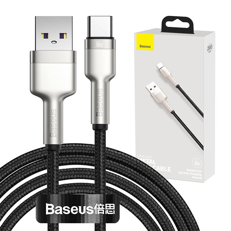 Cablu USB pentru USB-C Baseus Cafule, 66W, 2m (negru)