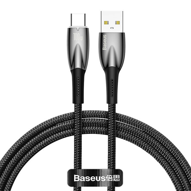 Cablu USB pentru USB-C Baseus Glimmer Series, 100W, 1m (negru)