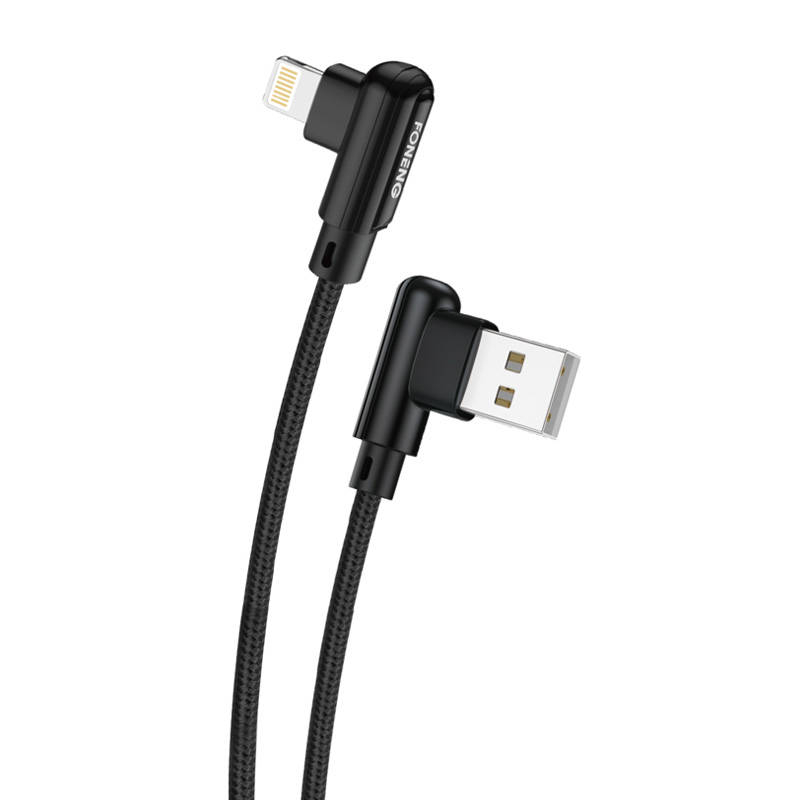 Cablu USB unghiular pentru Lightning Foneng X70, 3A, 1m (negru)