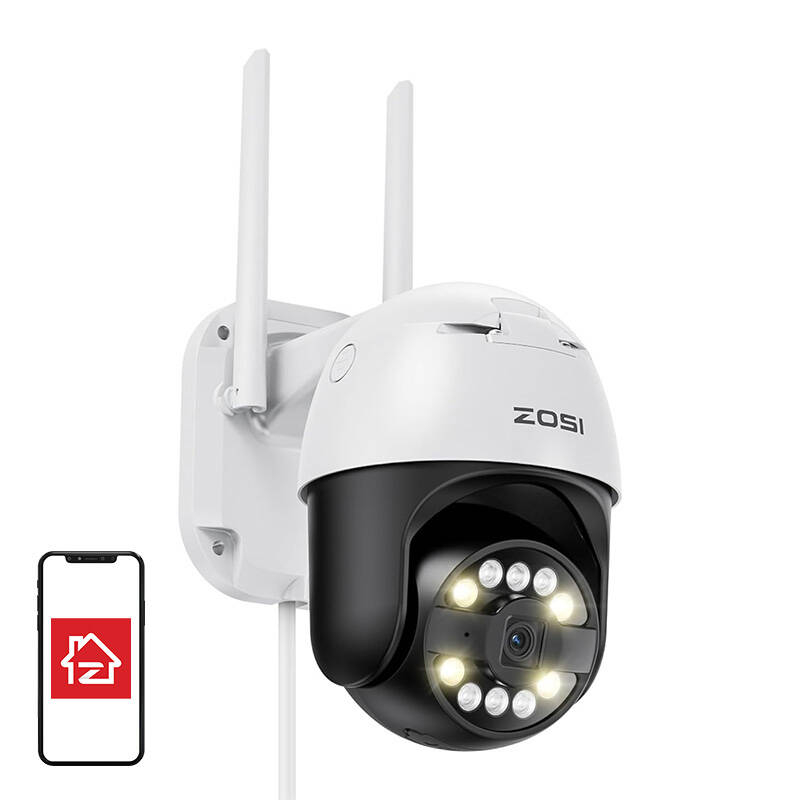 Camera IP pentru exterior ZOSI C296 WiFi Pan Tilt 8MP Dual IP66 cu card microSD de 32GB