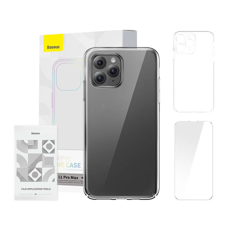 Carcasa Baseus Crystal Series pentru iPhone 11 pro max (transparent) + sticla temperata + kit de curatare