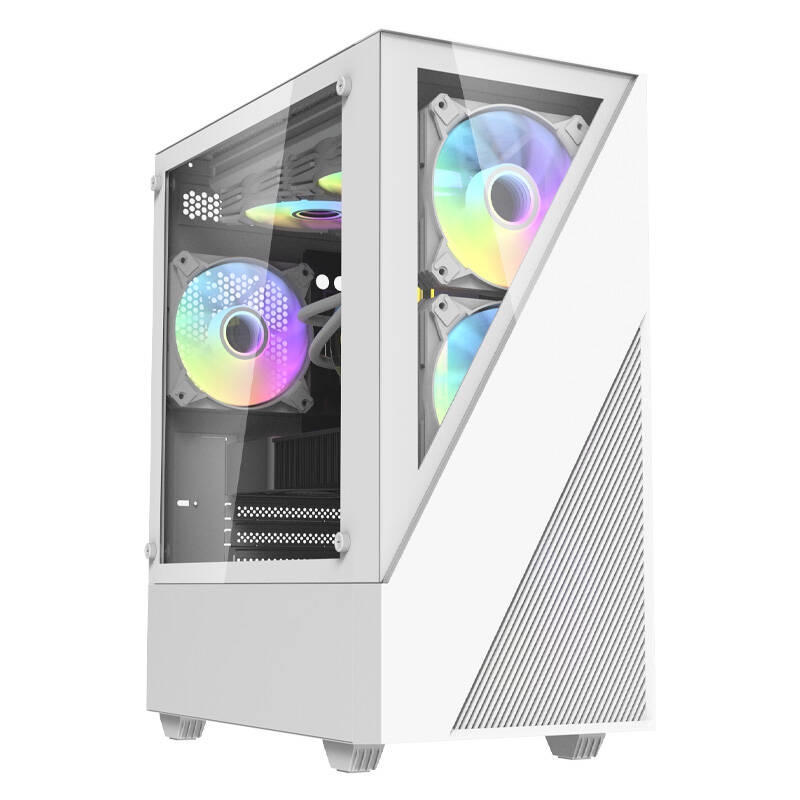 Carcasa pentru computer Aigo E330M + 4 ventilatoare argb (alb)