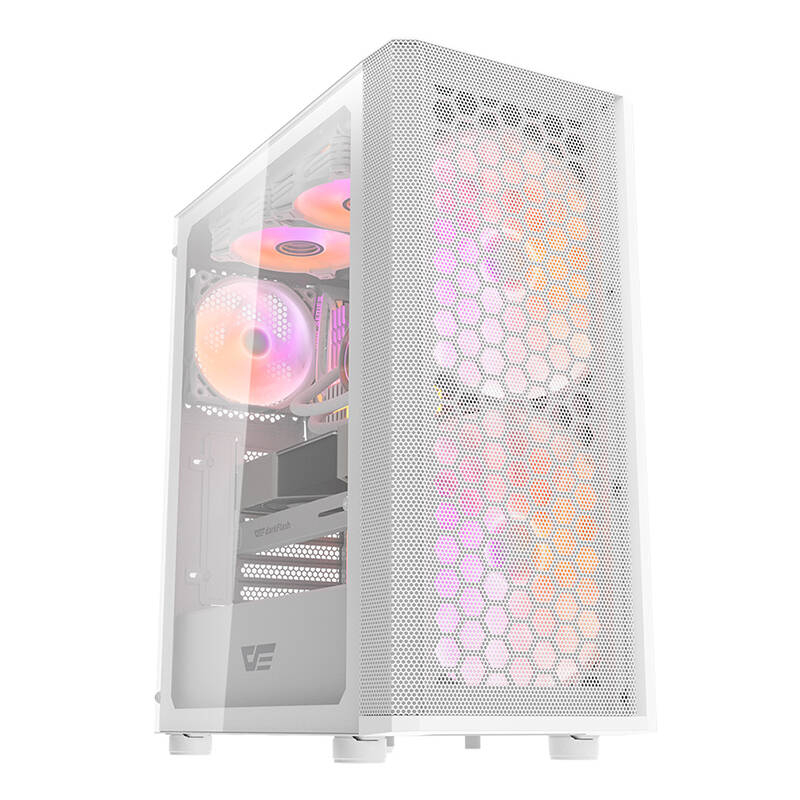 Carcasa pentru computer Darkflash DK360 (alb) + 4 ventilatoare