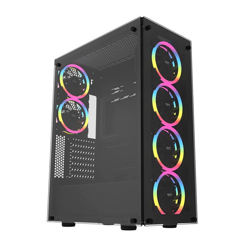 Carcasa pentru computer Darkflash Phantom + 6 ventilatoare (negru)