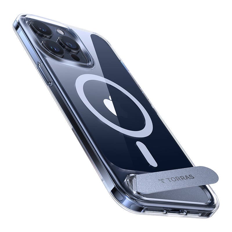 Carcasa telefonica Torras UPRO Pstand pentru iPhone 15 PRO (transparenta