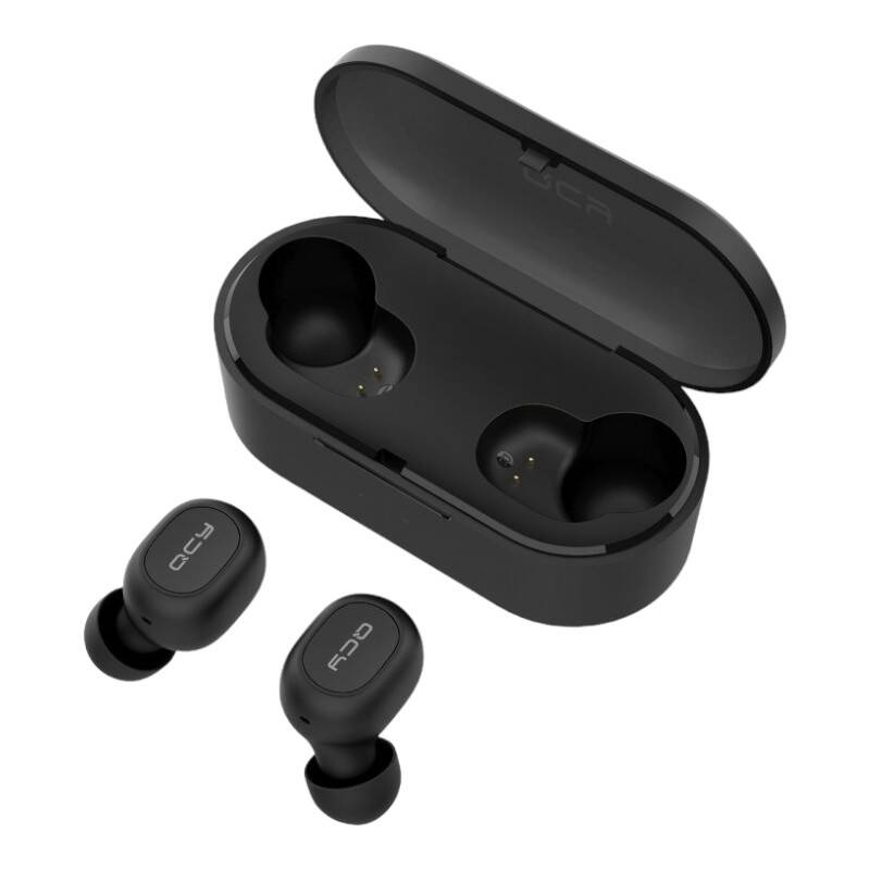 Casti fara fir TWS QCY T2C Bluetooth V5.0 (negru)