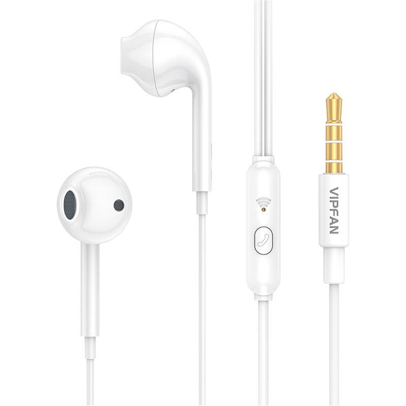 Casti in-ear cu fir VFAN M15, mufa de 3,5 mm, 1m (alb)