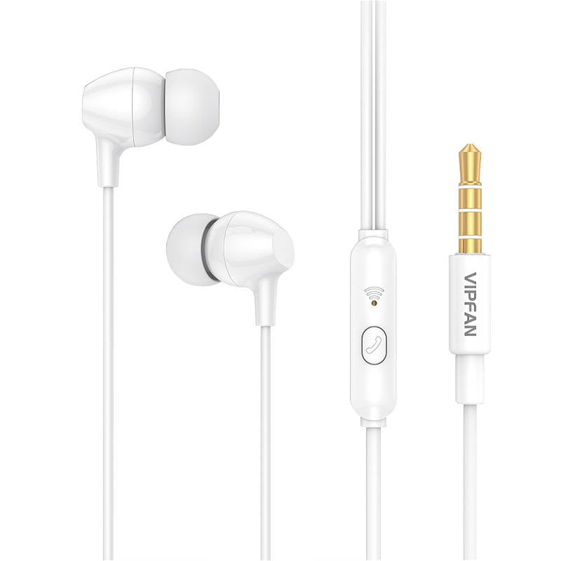 Casti in-ear cu fir VFAN M16, mufa de 3,5 mm, 1m (alb)