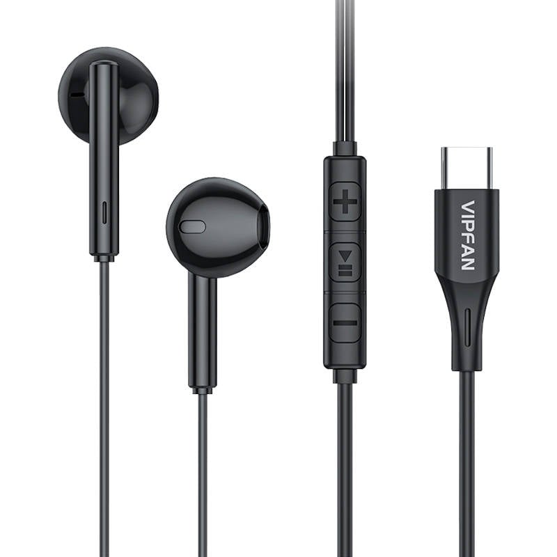 Casti in-ear cu fir VFAN M18, USB-C (negru)