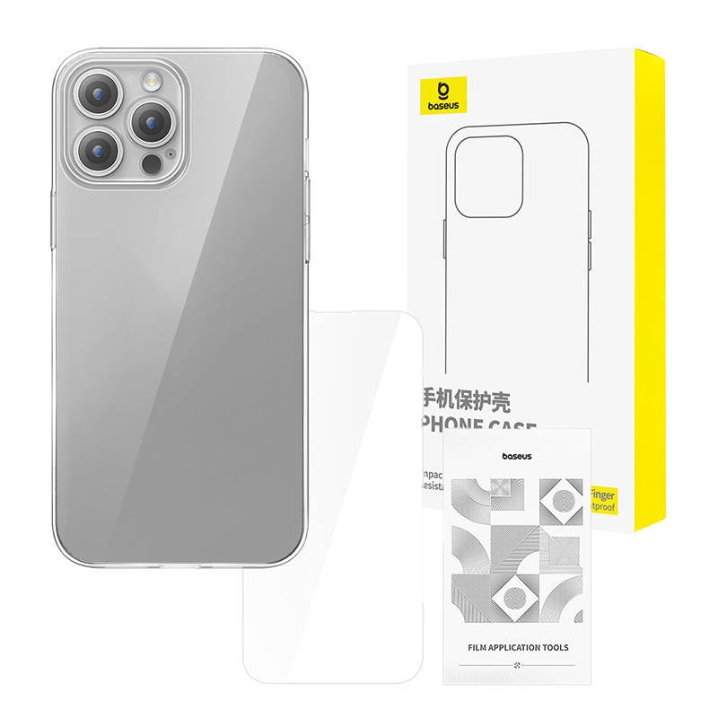 Husa transparenta Baseus pentru iPhone 15 Pro cu sticla calita protectie avansata - 80 buc set