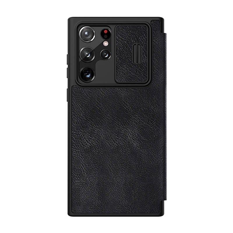 Husa din piele Nillkin Qin Pro pentru Samsung S22 Ultra - Model Negru, Elegant si Protective, 200 buc cutie