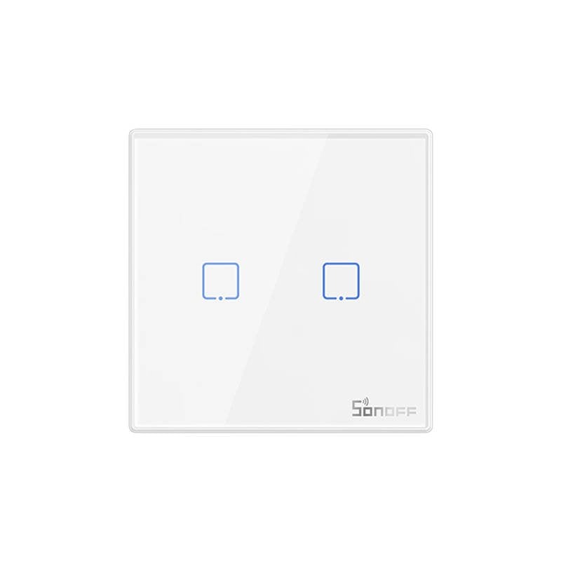 Comutator de perete inteligent fara fir Sonoff T2EU2C-RF 433MHz (2 canale)