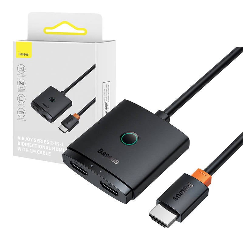 Comutator HDMI Baseus cu cablu de 1m Cluster negru