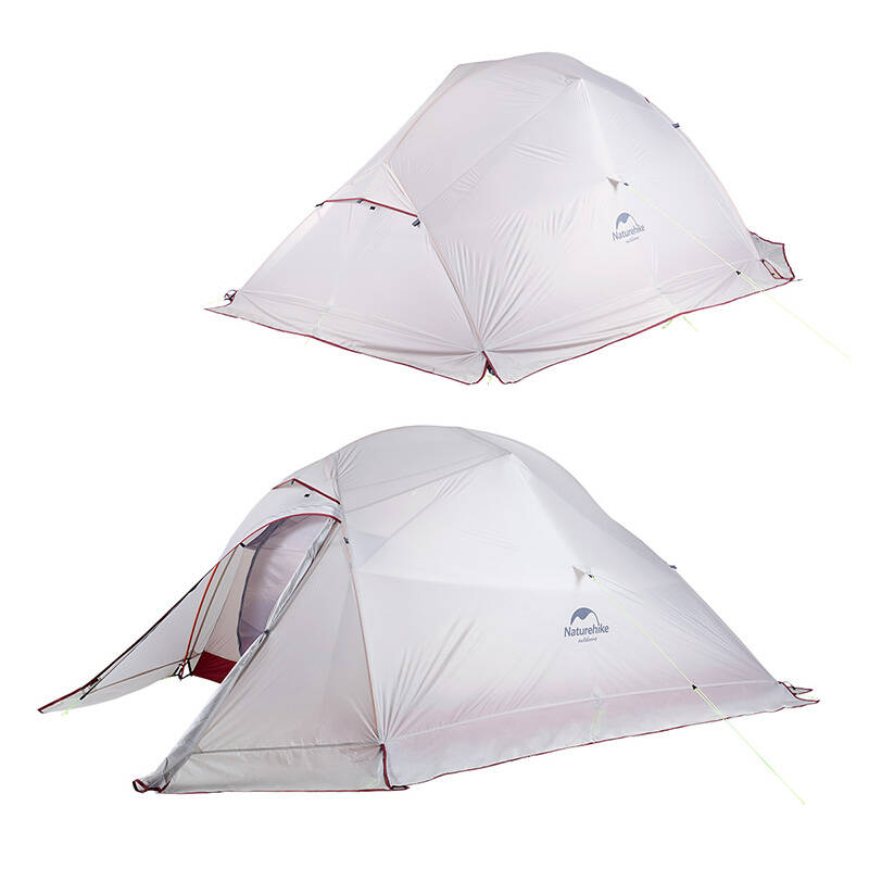 Cort ultrausor Naturehike Cloud Up 3 pentru 3 persoane - Gri Deschis, ideal pentru camping si drumetii, usor de transportat si montat.