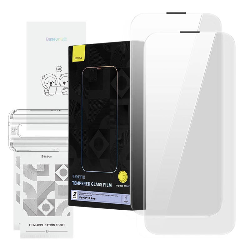 Folie sticla securizata Baseus Corning pentru iPhone 14 Pro cu filtru de praf incorporat