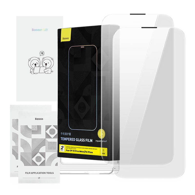 Folie sticla securizata baseus corning pentru iphone 14 pro cu filtru de praf incorporat pentru iphone 13 pro max 14 plus cu filtru de praf incorporat