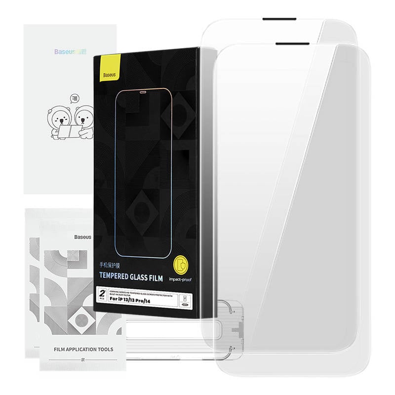 Folie sticla securizata Corning pentru iPhone 13 13 Pro 14 cu filtru de praf incorporat