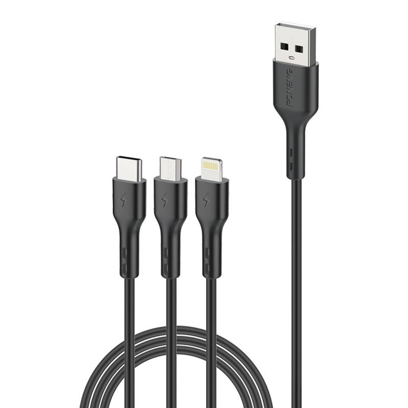 Foneng X36 3in1 USB la cablu USB-C Lightning Micro USB, 2,4A, 2m (negru)