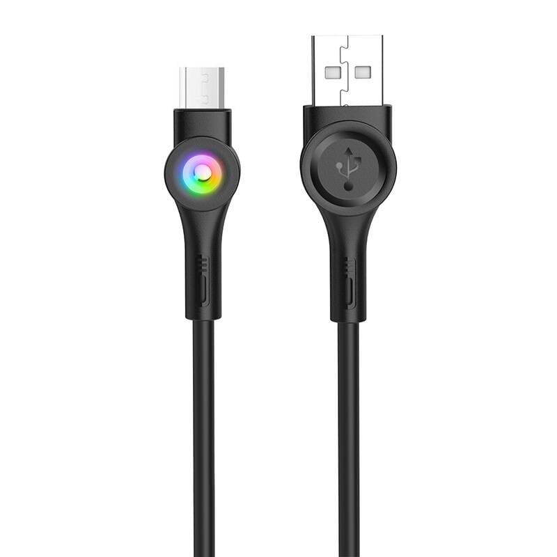 Foneng X59 Cablu USB la Micro USB, LED, 3A, 1m (negru)