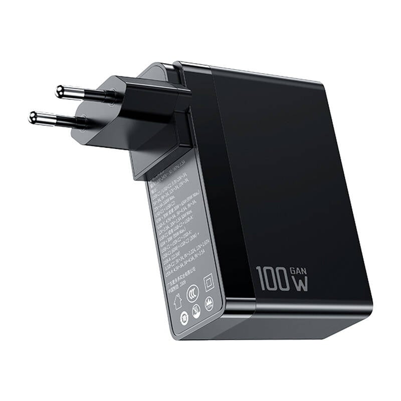 GaN Mcdodo CH-8101 Pro incarcator adaptor de calatorie universal UK US EU, 100W, 2xUSB-C, USB-A (negru)