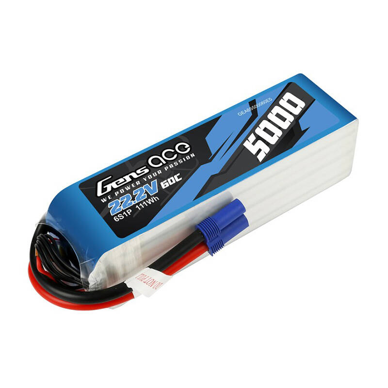 Gens ace 5000mAh 22.2V 60C 6S1P Lipo Battery Pack cu conector EC5 Plug