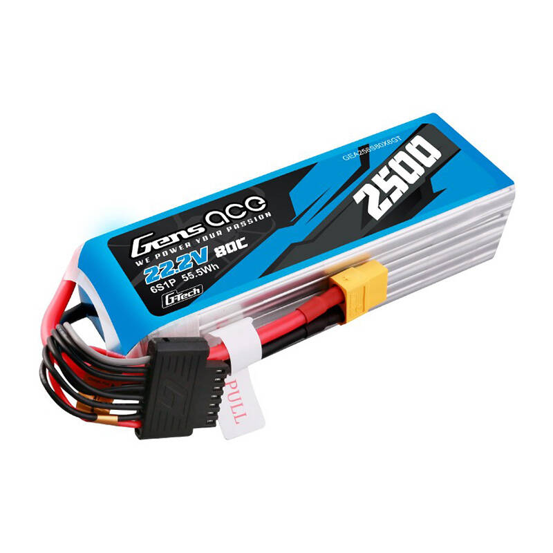 Gens ace G-Tech 2500mAh 22.2V 80C 6S1P Lipo Battery Pack cu mufa XT60