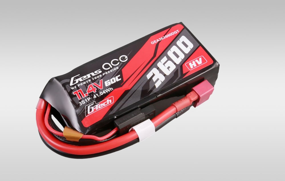 Gens ace G-Tech 3600mAh 11.4V 3S1P 60C Pachet de baterii Lipo de inalta tensiune cu T-plug