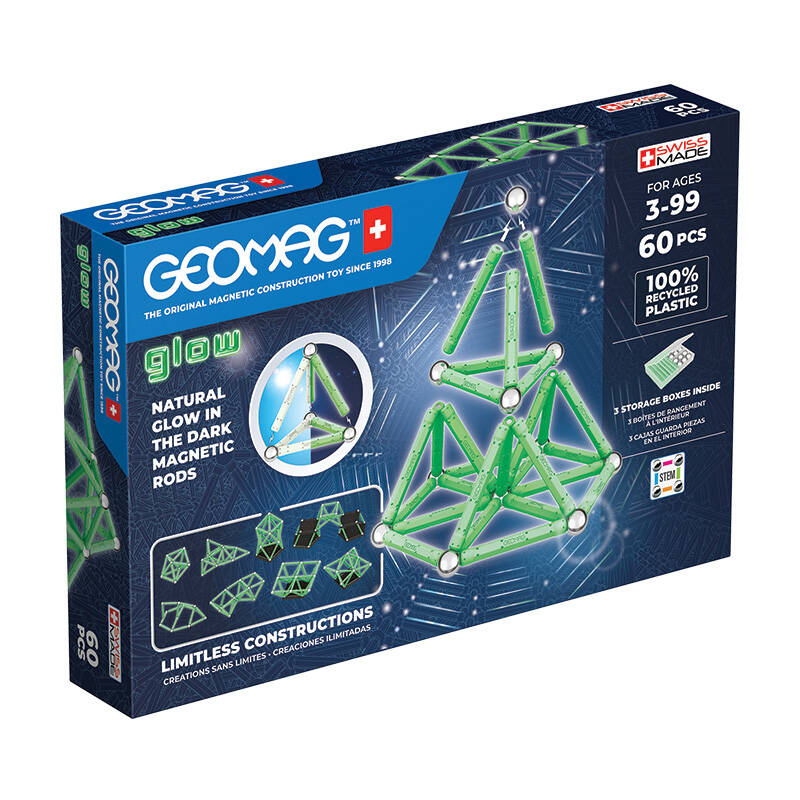 Glow Blocuri magnetice reciclate 60 bucati GEOMAG GEO-338