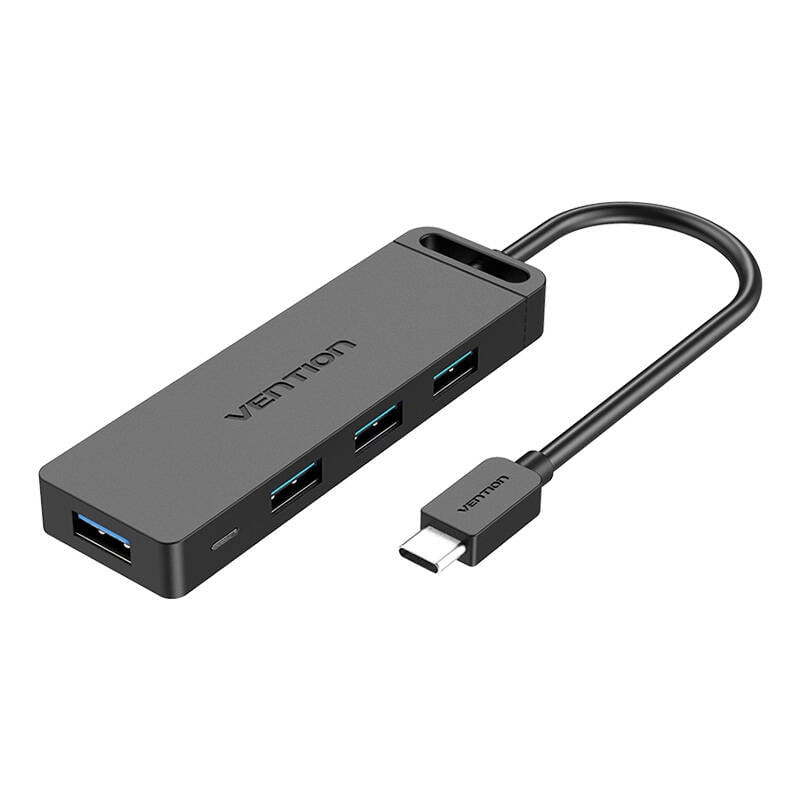 Hub 5in1 cu 4 porturi USB 3.0 si cablu USB-C Vention TGKBD 0,5m negru