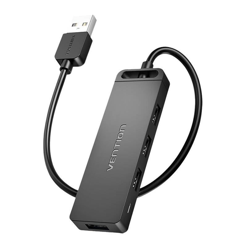 Hub USB 2.0 cu 4 porturi si sursa de alimentare Vention CHMBB 0,15 m, negru