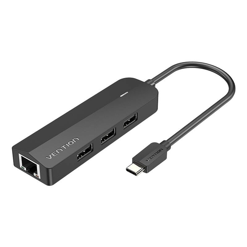 Hub USB-C la 3x USB 2.0, RJ45, Micro USB Vention TGOBB 0,15m, negru